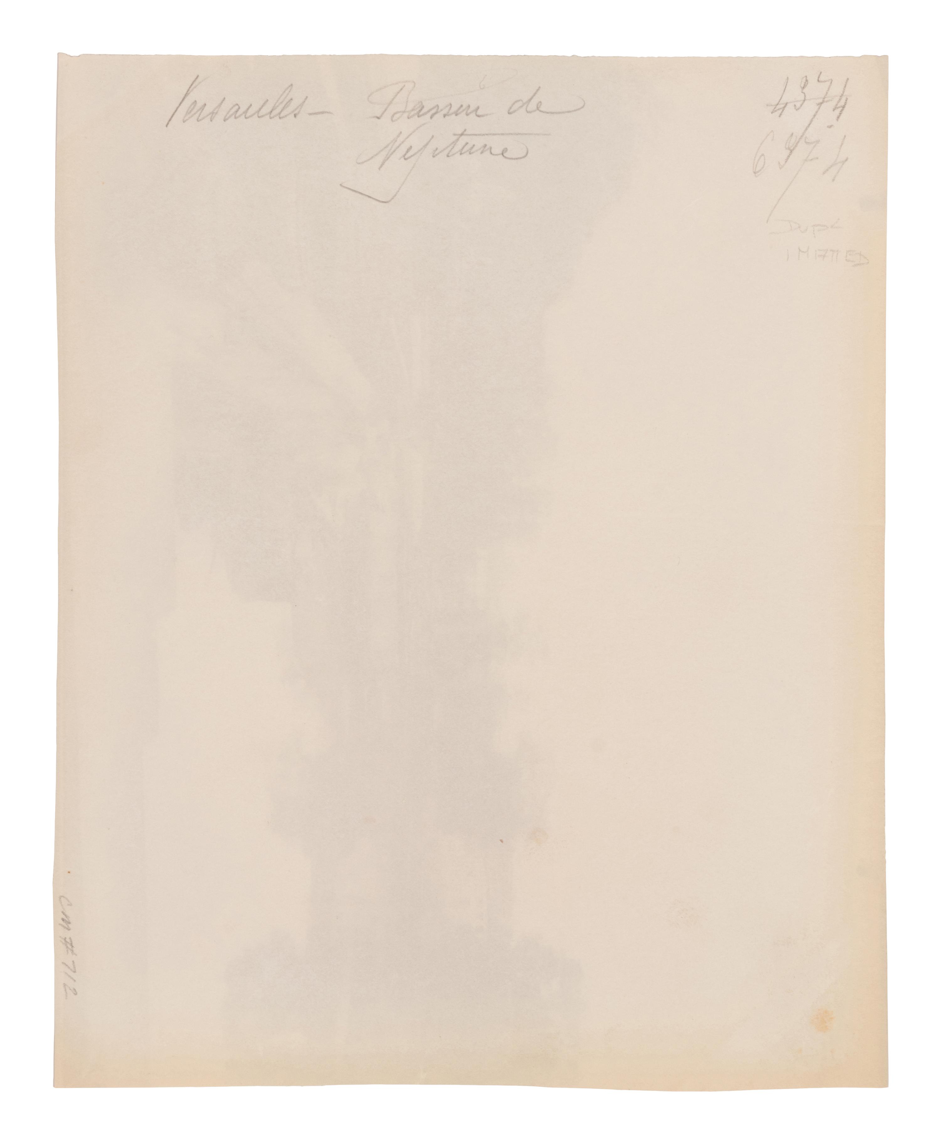 A group of five photographs depicting the grounds of Versailles ( Cours d'Honneur, Versailles , 1901; La Vénus accroupie, par Coysevox (Versailles) , 1902; Versailles - Bassin de Neptune, 1902; Versailles - l'Orangerie, 1903; Grand Trianon - le Buffet , 1906)