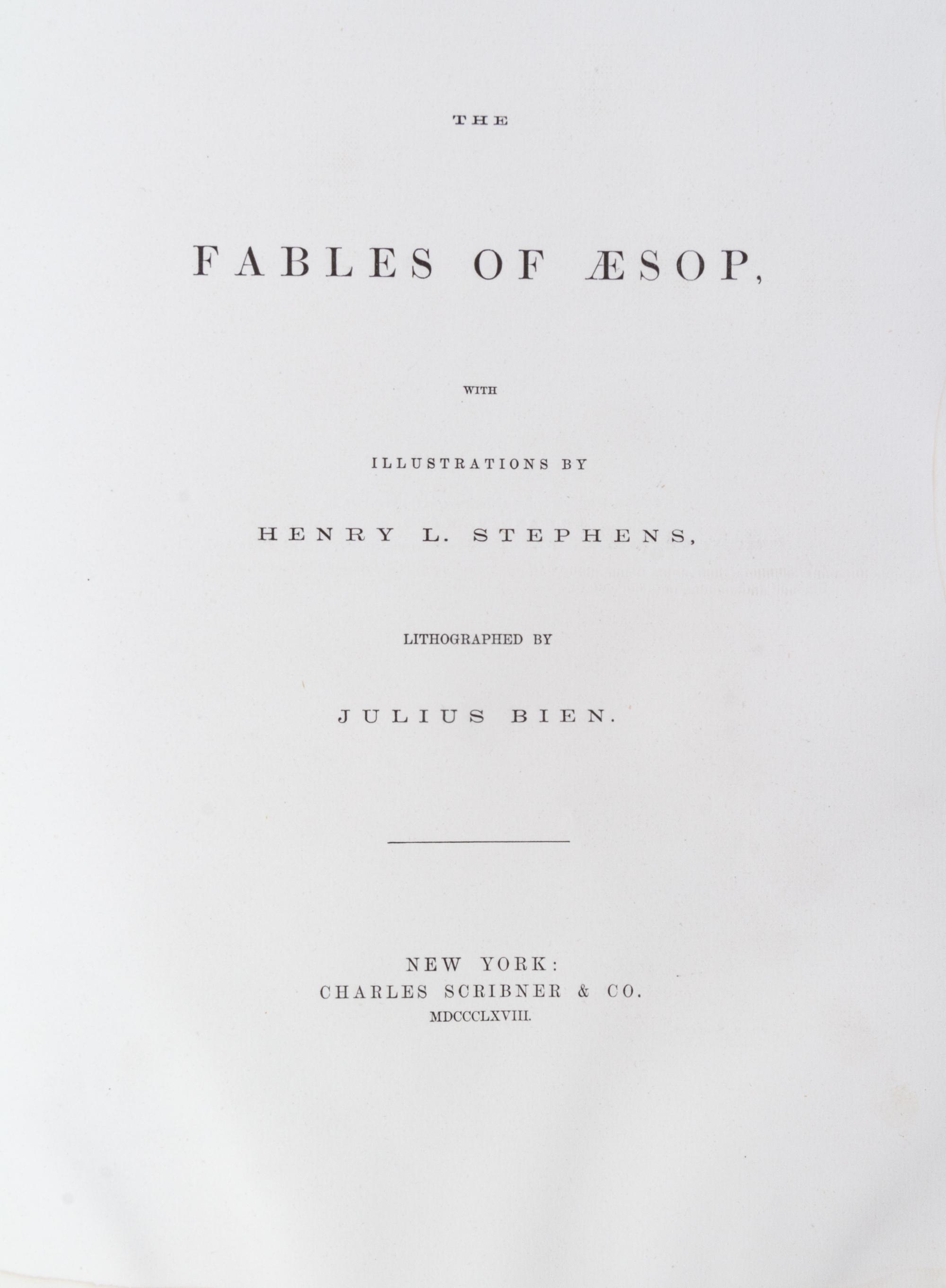 (STEPHENS, HENRY) AESOP. The Fables of Aesop. New York, 1868.