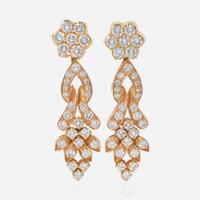 A Pair of 22K Yellow Gold and Diamond Earrings