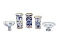 Five Chinese Blue and White Porcelain Articles