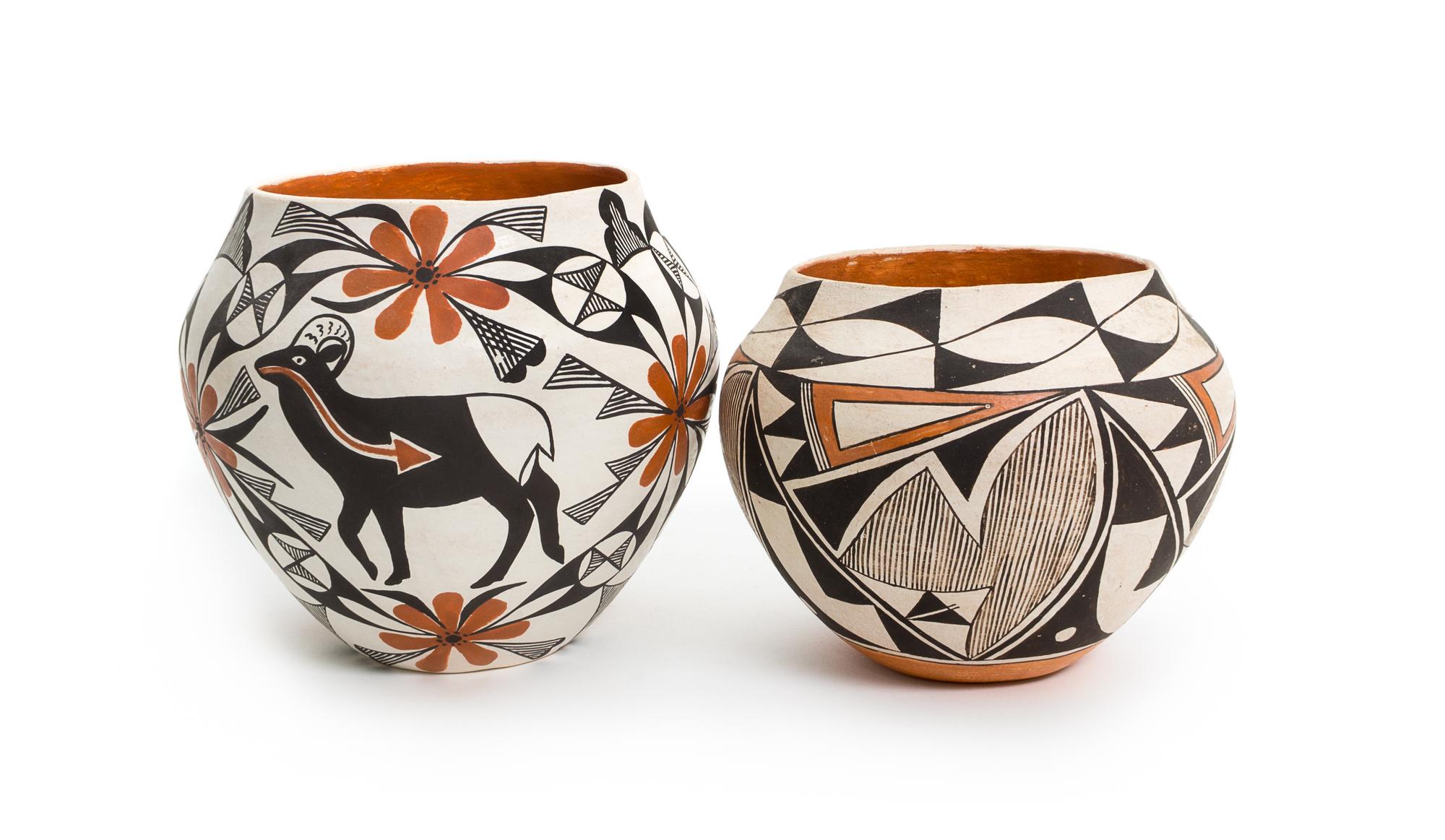 Two Acoma Jars First height 6 x diameter 7 inches.
