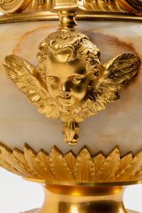 A Louis XVI Style Gilt-Bronze-Mounted Marble Urn