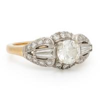 Diamond, Platinum, and Yellow Gold Ring