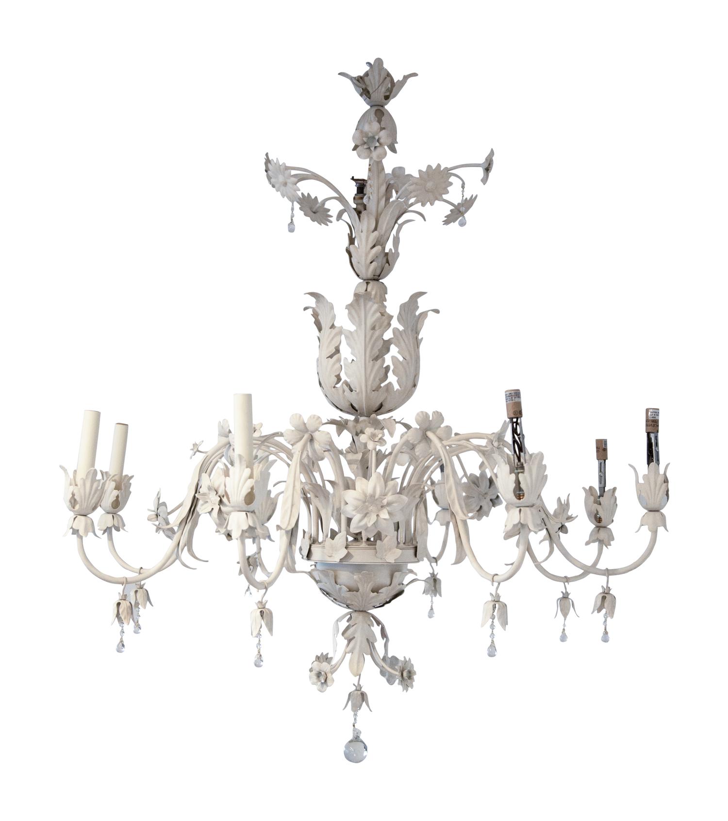 A White Painted Tole Eight-Light Chandelier by Vaughn Lighting — 20TH/21ST CENTURY