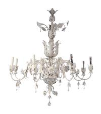 A White Painted Tole Eight-Light Chandelier by Vaughn Lighting — 20TH/21ST CENTURY