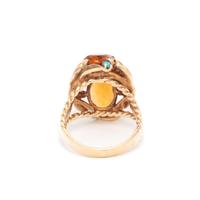 CITRINE, TURQUOISE, AND YELLOW GOLD RING