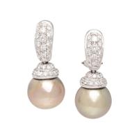 DIAMOND AND CULTURED PEARL EARCLIPS