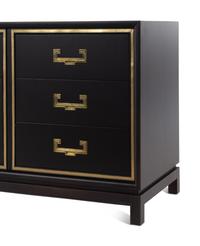 A Contemporary "Hollywood Regency" Style Brass Mounted Ebonized Chest of Drawers
