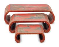 Three Chinese Gilt and Polychrome Lacquered Stands