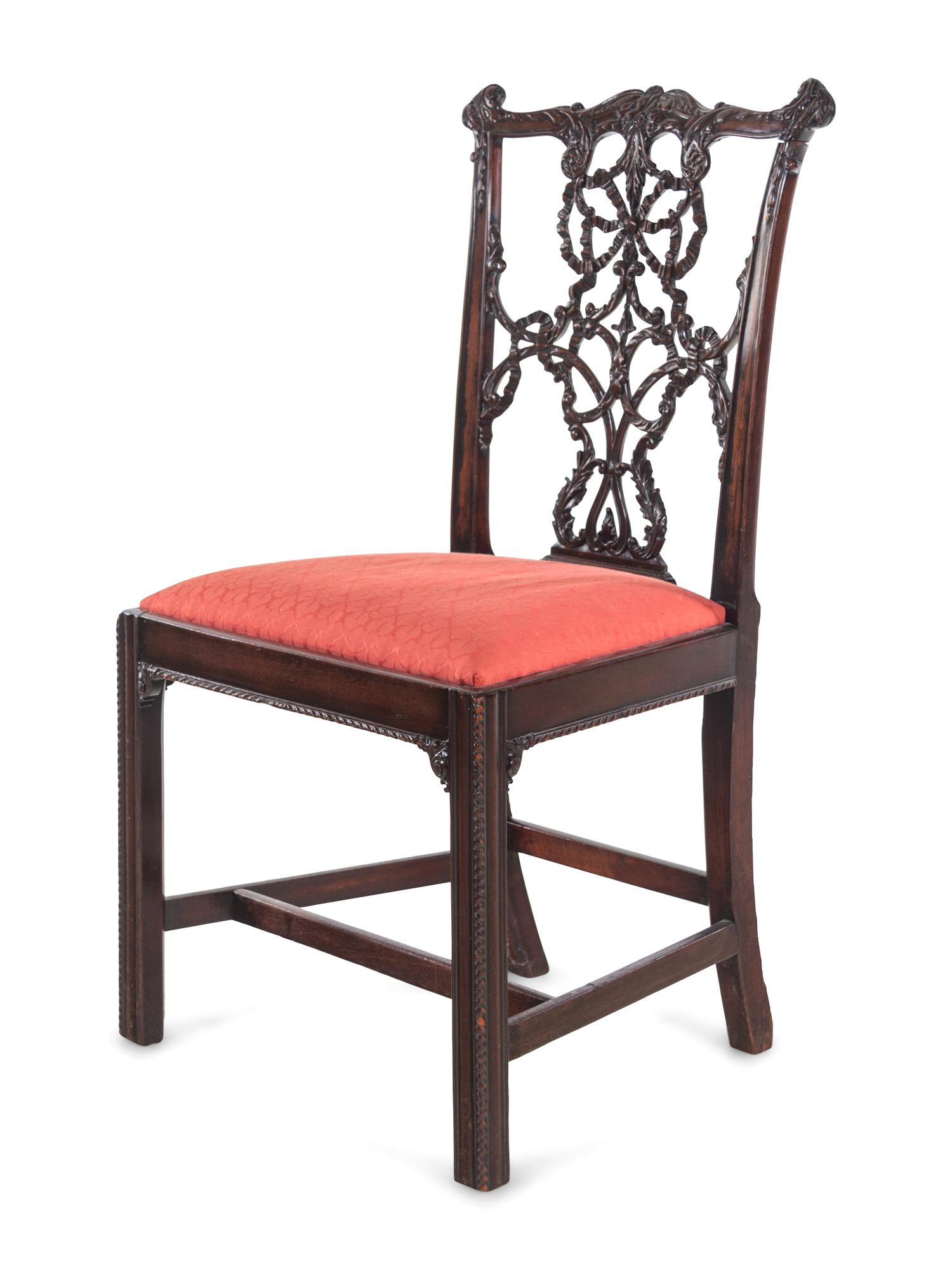 A George III Carved Mahogany Ribbon-Back Side Chair after a Design by Thomas Chippendale