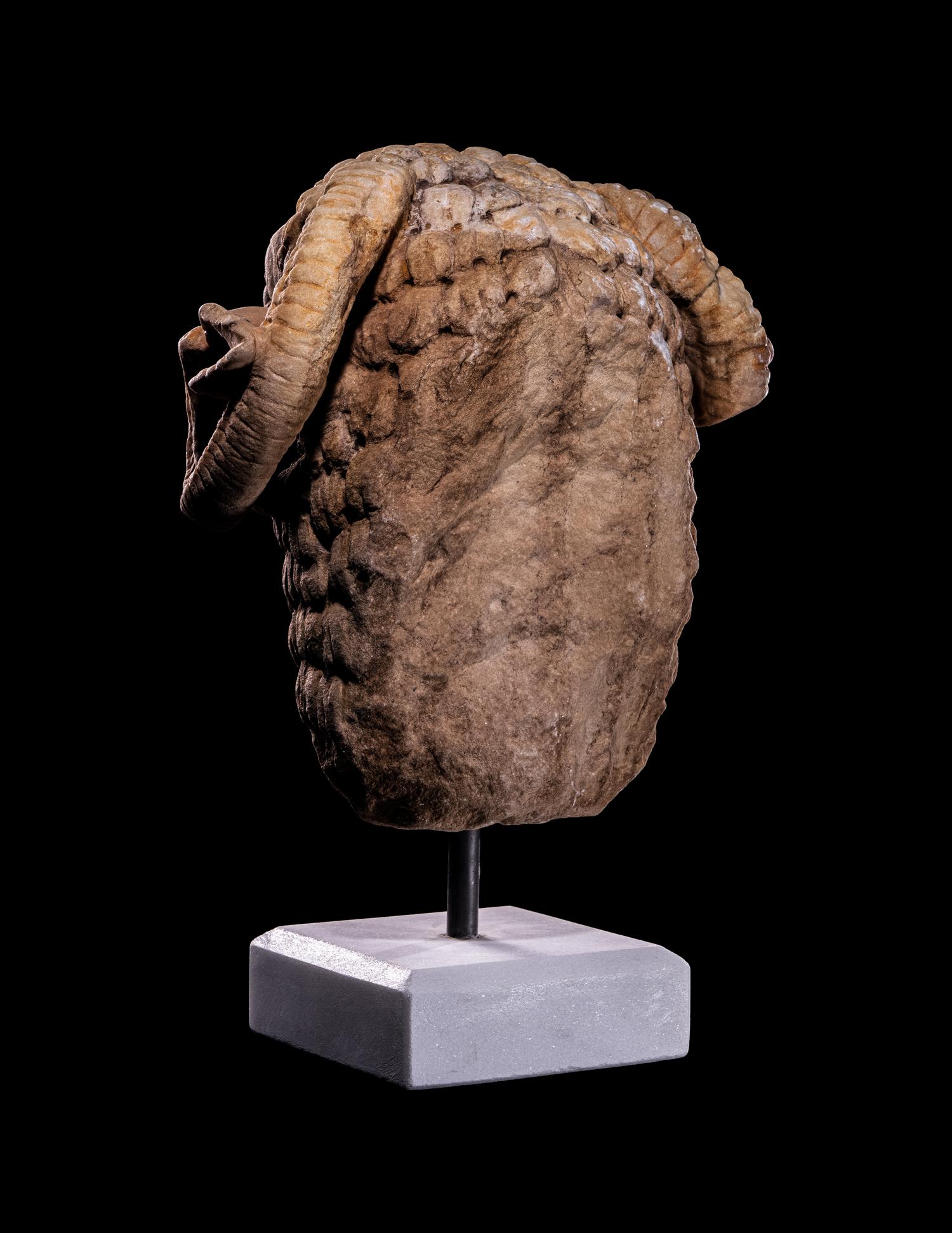 A Roman Marble Head of a Ram