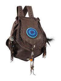 Southwestern-Style Brown Leather Satchel Backpack