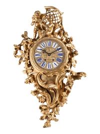 A Louis XV Style Gilt Bronze Cartel Clock
