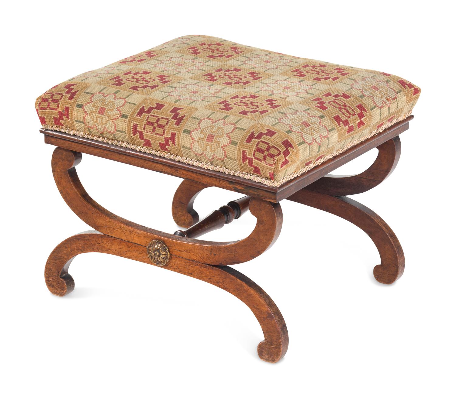 A Regency Style Stool and Pillow