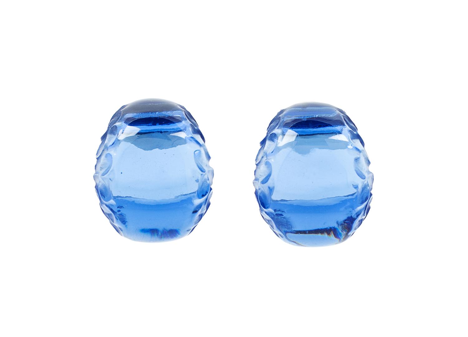 Pair of Lalique Blue Hoop Earrings, .75" L x .5" W.