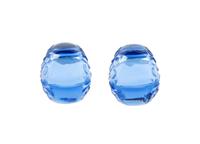 Pair of Lalique Blue Hoop Earrings, .75" L x .5" W.