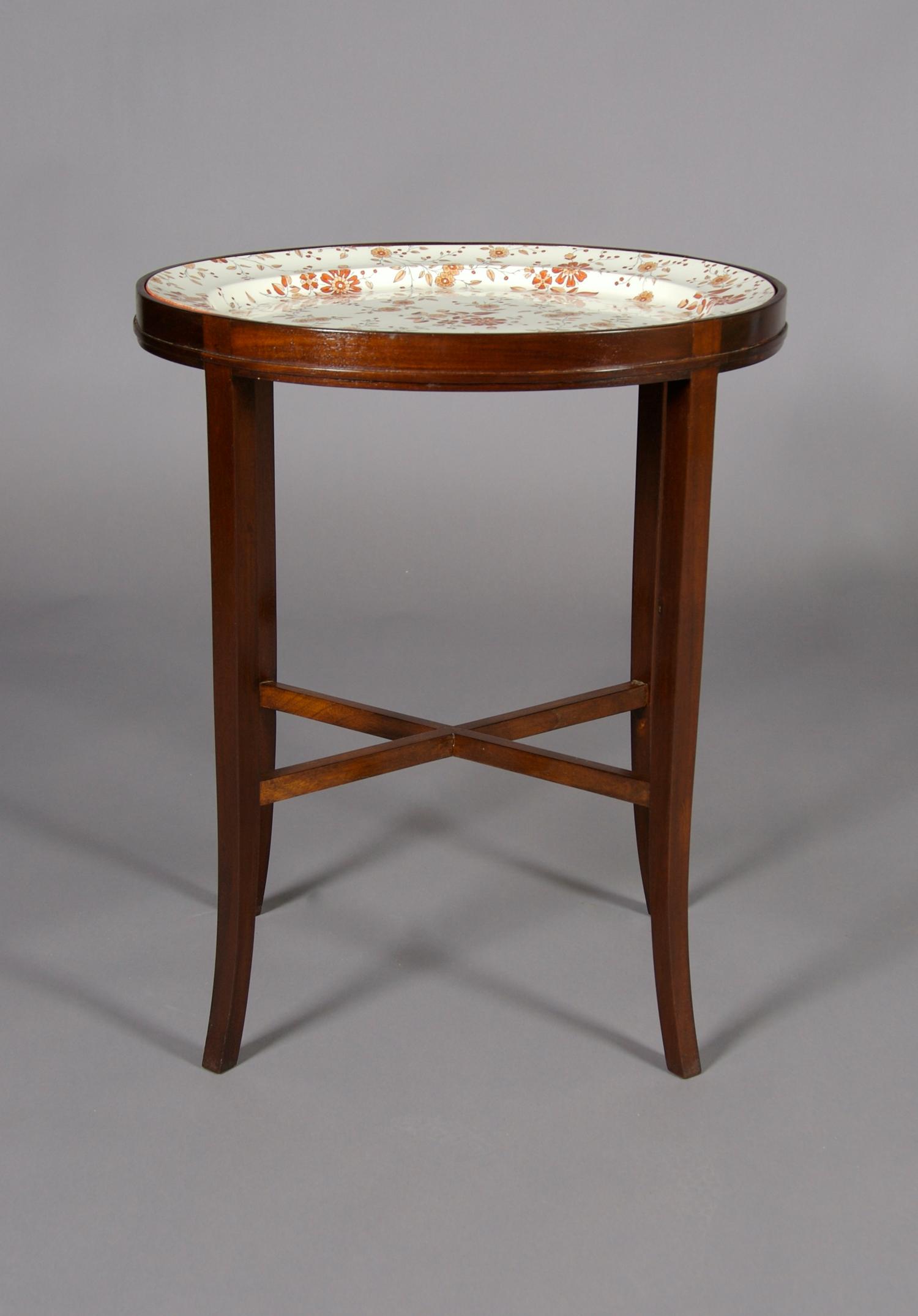 An English Pottery Tray on Stand, Width of tray 19 1/4 inches.