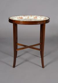An English Pottery Tray on Stand, Width of tray 19 1/4 inches.