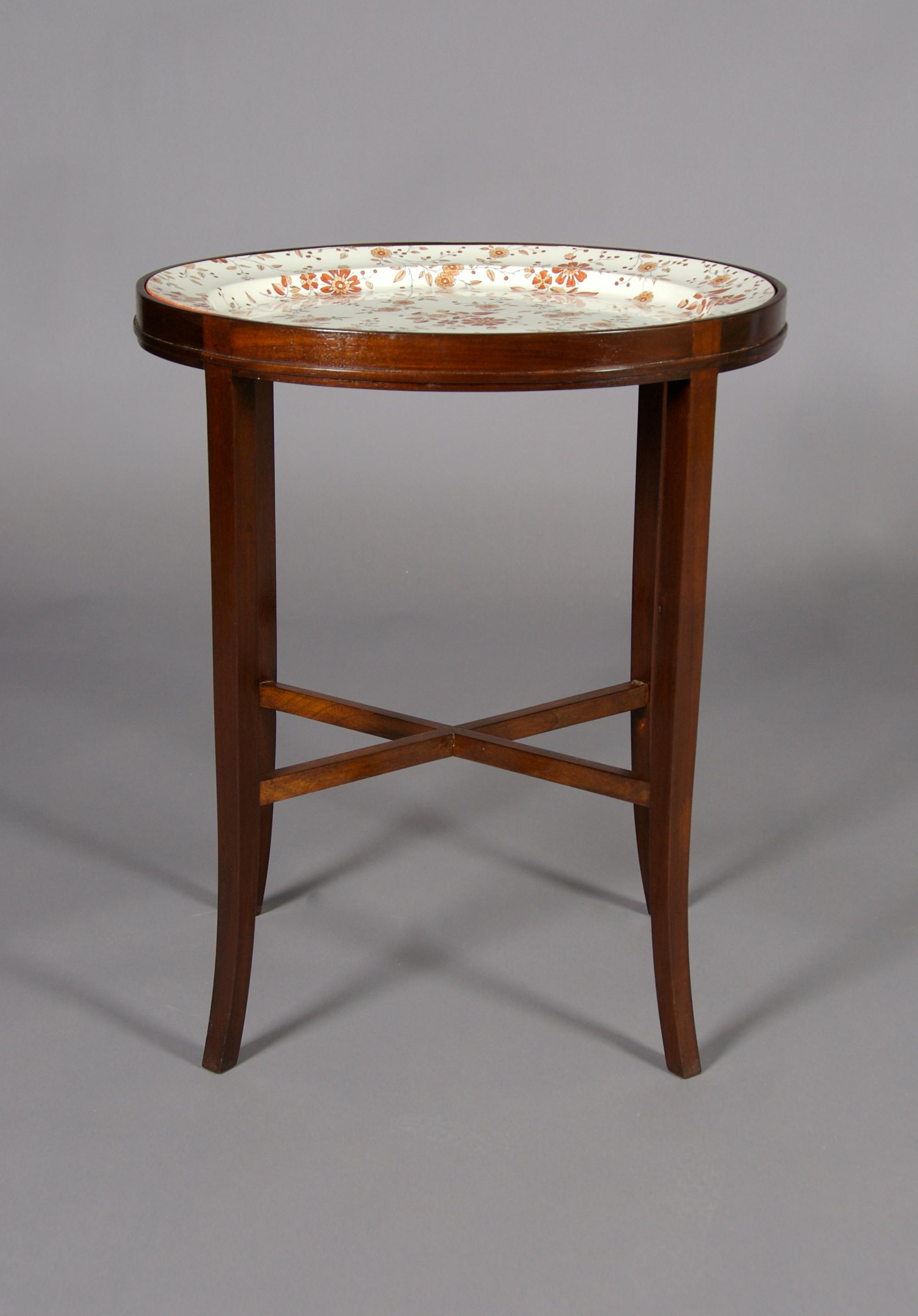 An English Pottery Tray on Stand, Width of tray 19 1/4 inches.