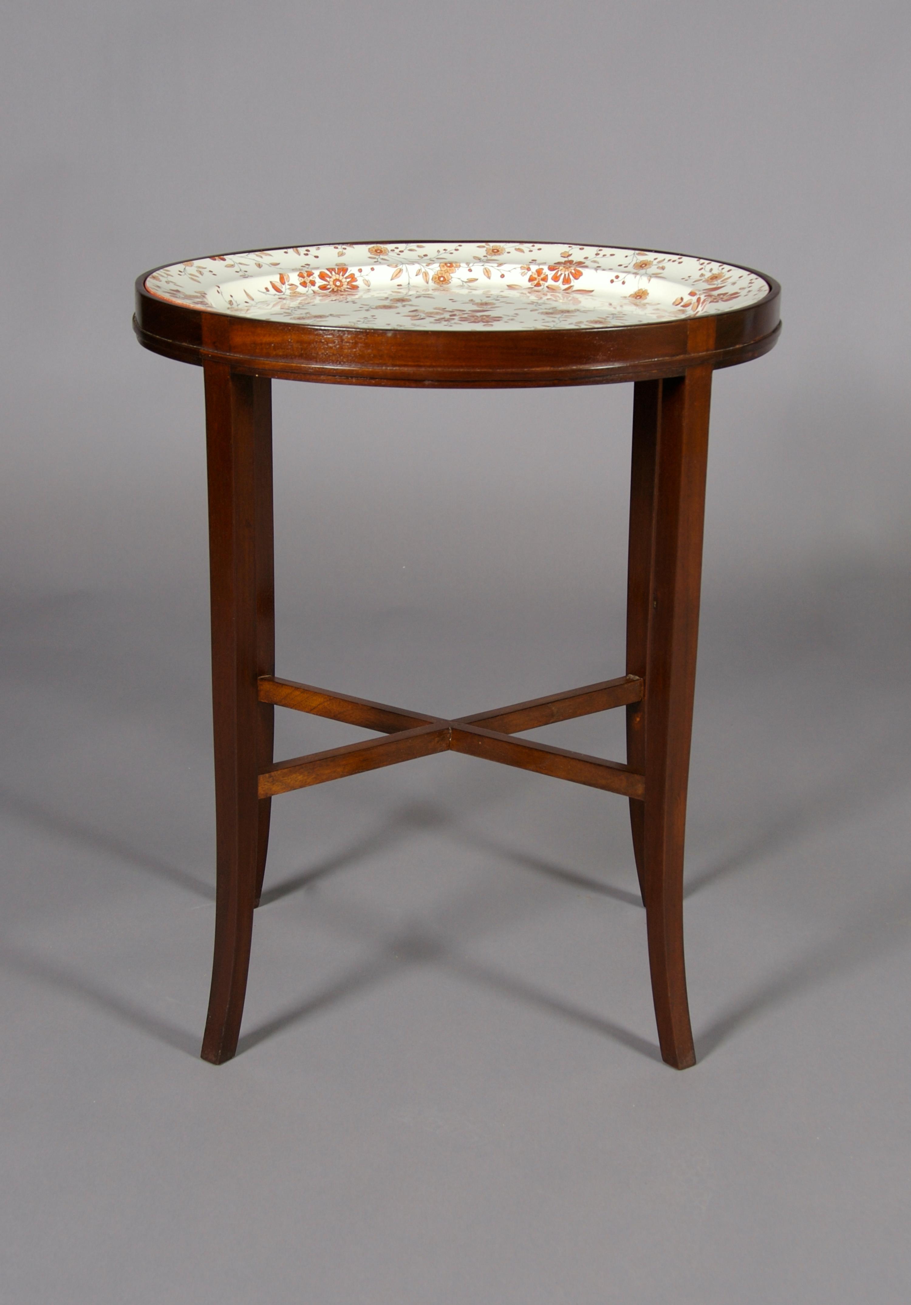 An English Pottery Tray on Stand, Width of tray 19 1/4 inches.