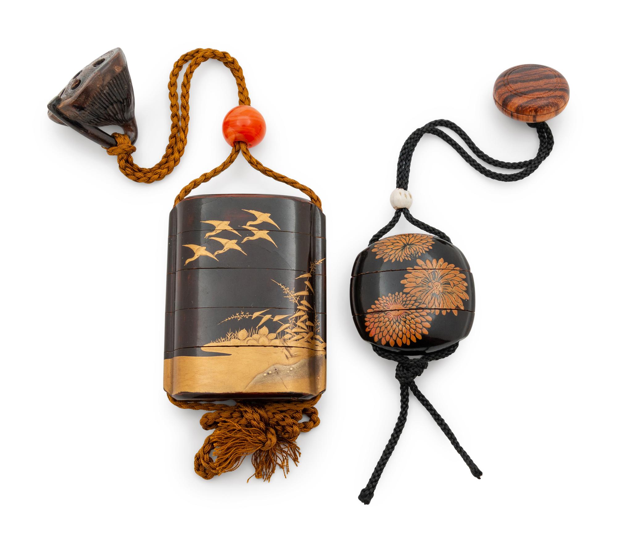 Two Gilt and Black Lacquer Inros