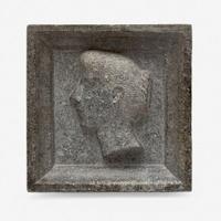 A carved soapstone profile portrait plaque of a lady early 20th century