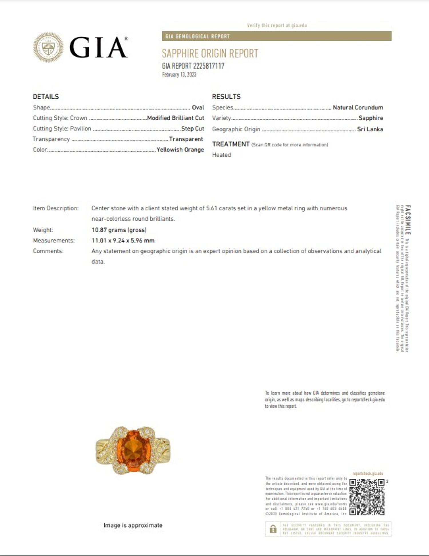 HENRY DUNAY, YELLOWISH ORANGE SAPPHIRE AND DIAMOND RING