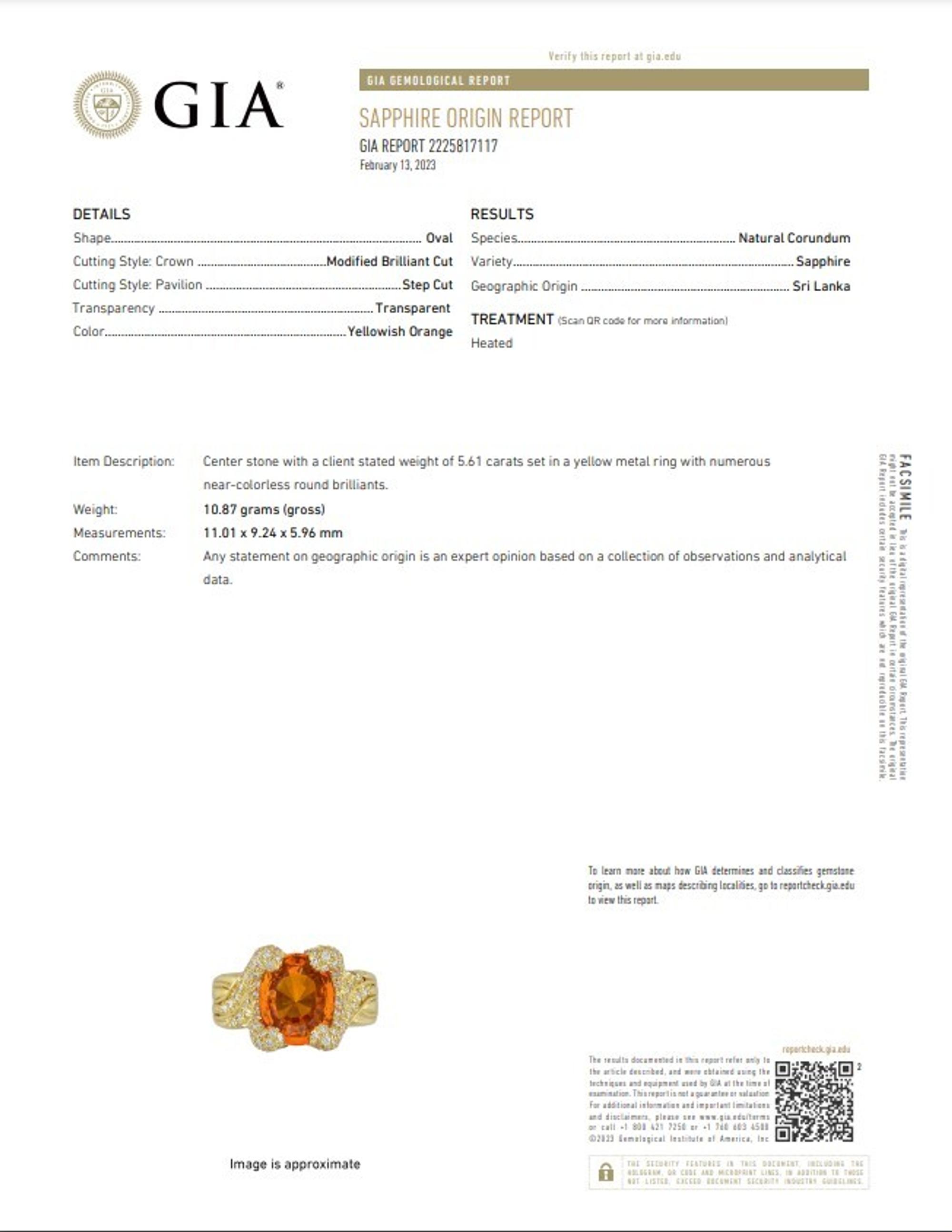 HENRY DUNAY, YELLOWISH ORANGE SAPPHIRE AND DIAMOND RING