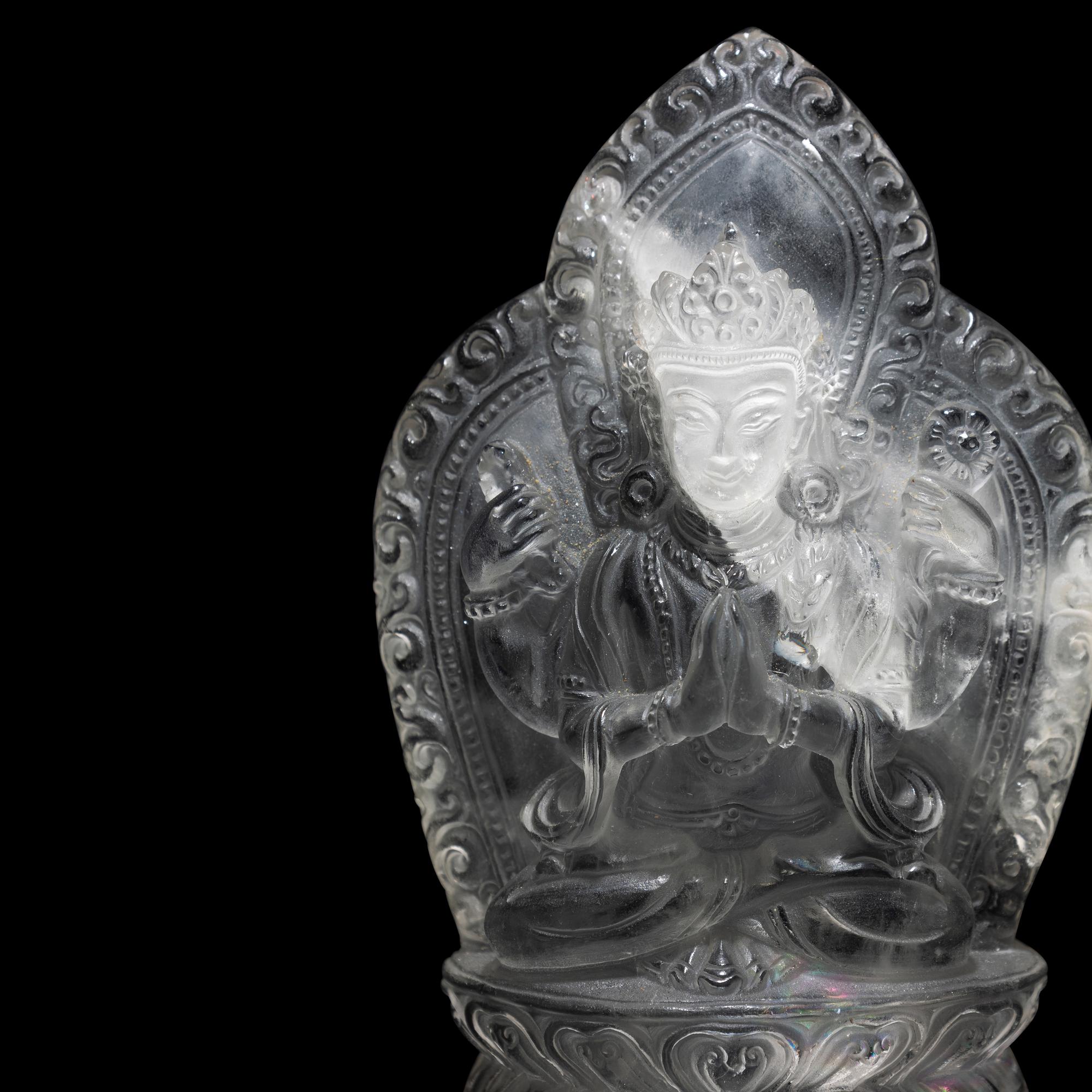 A Nepalese Rock Crystal Manjushri 尼泊爾水晶雕四臂文殊說法像