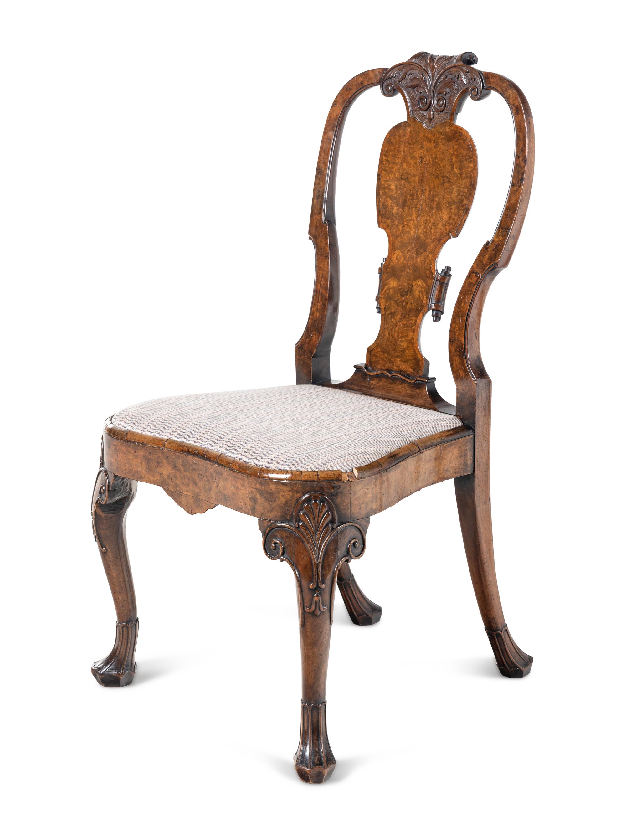 A Pair of George II Walnut Side Chairs