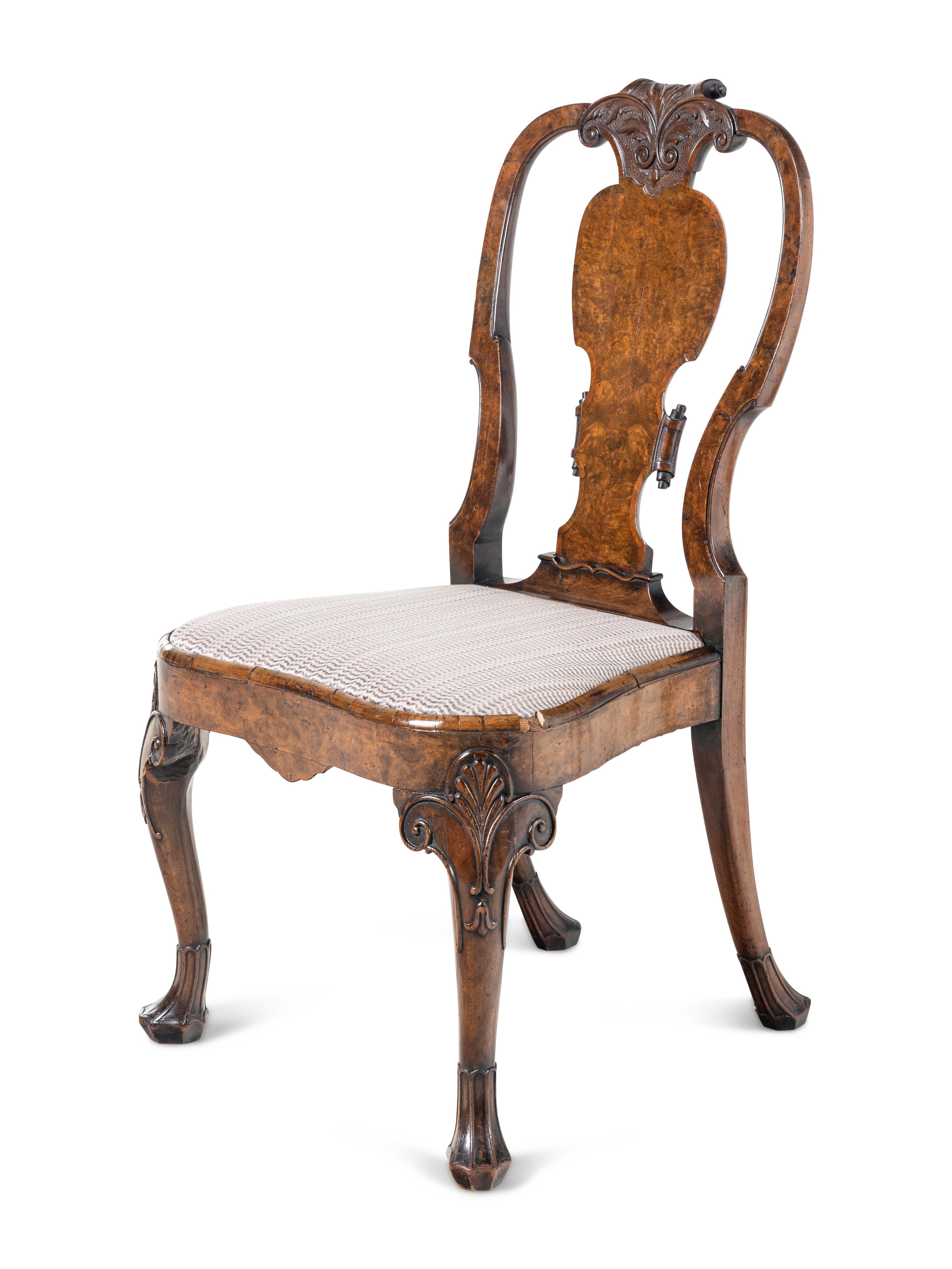 A Pair of George II Walnut Side Chairs