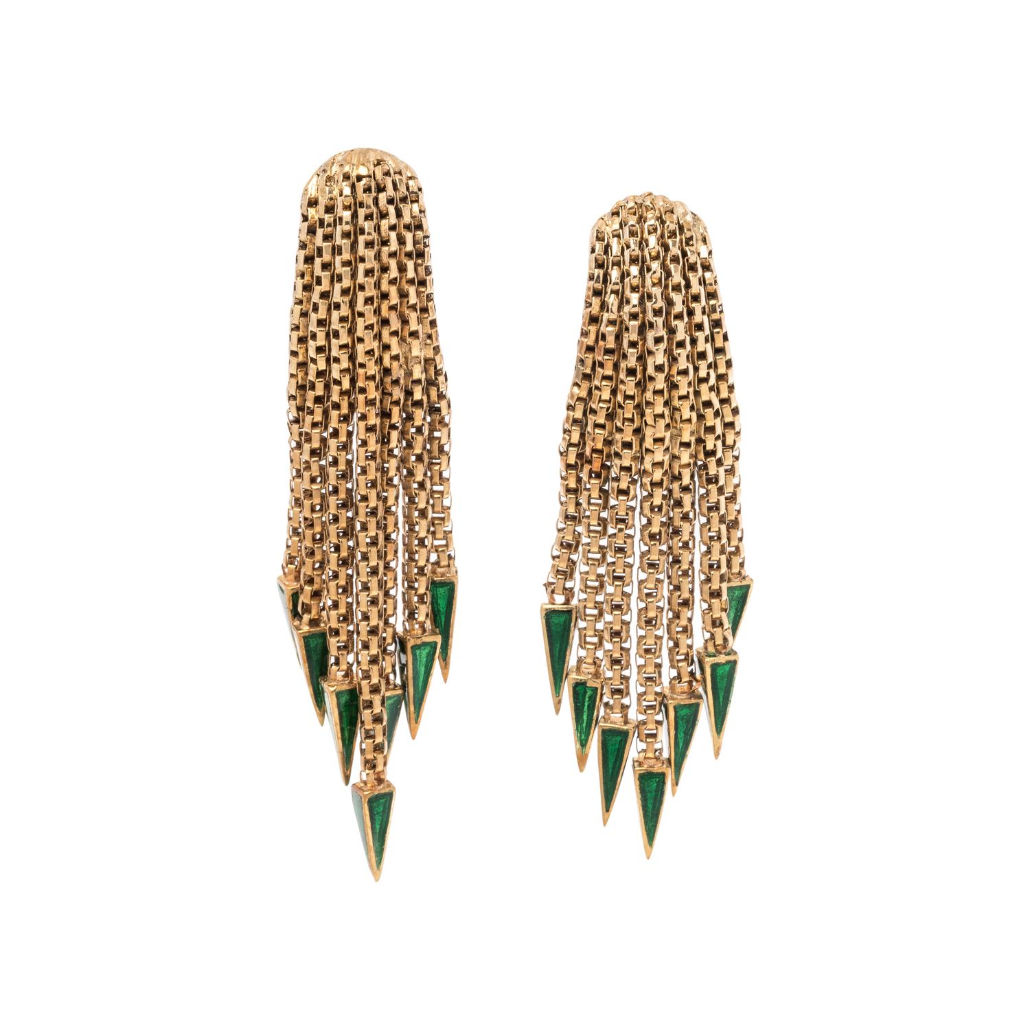 YELLOW GOLD AND ENAMEL EARCLIPS