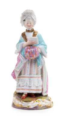 A Meissen Porcelain Figure of a Lady with a Muff Height 8 inches. — LATE 19TH/EARLY 20TH CENTURY