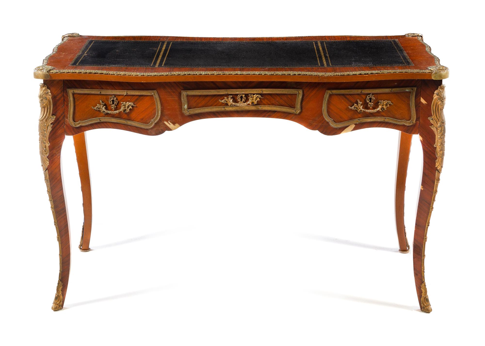 A Louis XV Style Gilt Metal Mounted Bureau Plat Height 30 1/2 x width 47 1/2 x depth 36 1/2 inches. — MID-20TH CENTURY