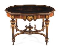 A Napoleon III Gilt Bronze Mounted Marquetry Center Table