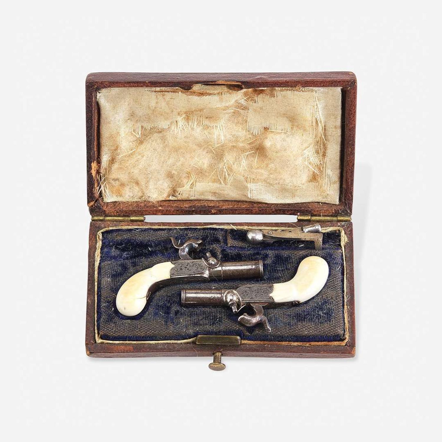 A Miniature Pair of Percussion Coat Pistols* probably French, circa 1840