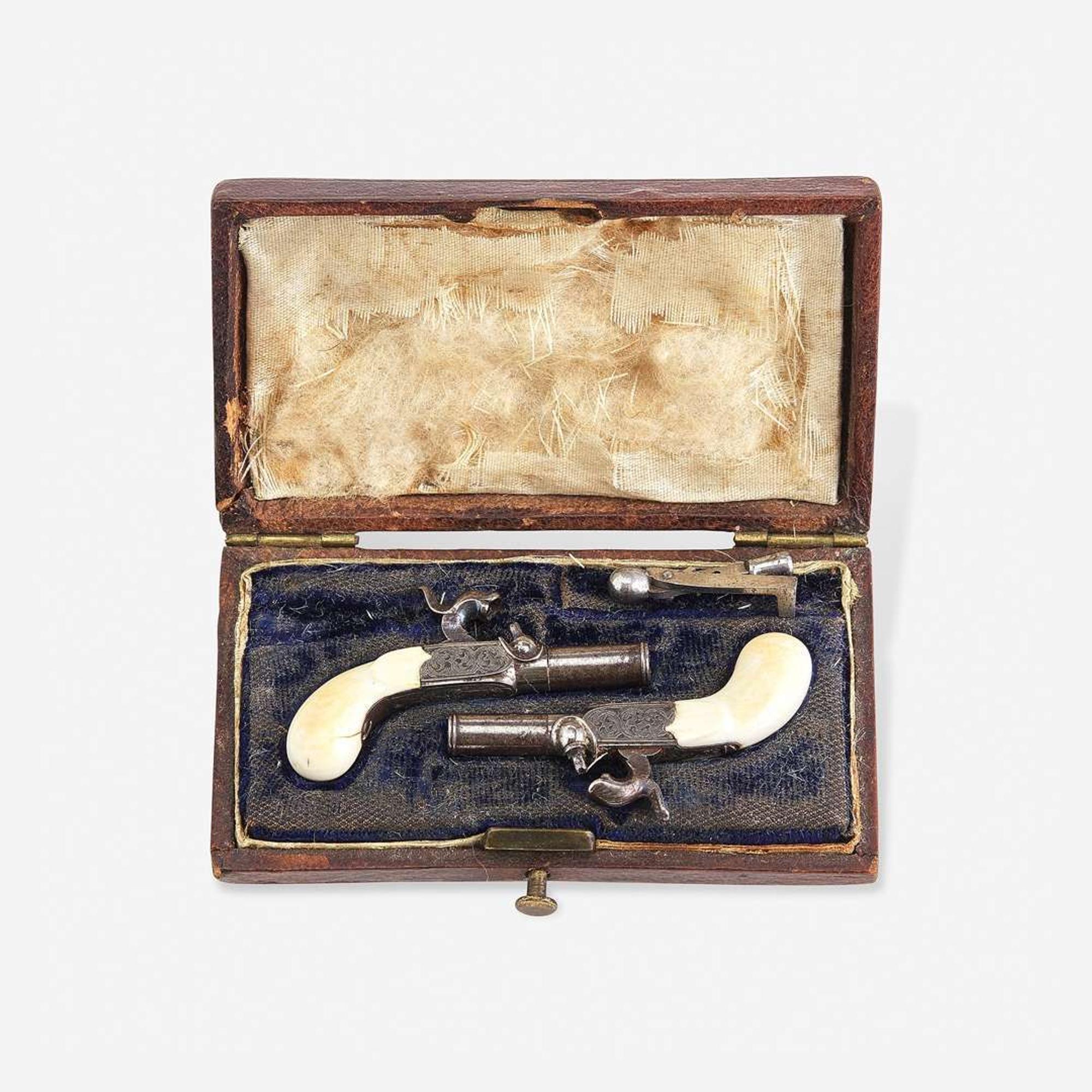 A Miniature Pair of Percussion Coat Pistols* probably French, circa 1840