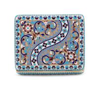 A Russian Silver-Gilt and Enameled Cigarette Case