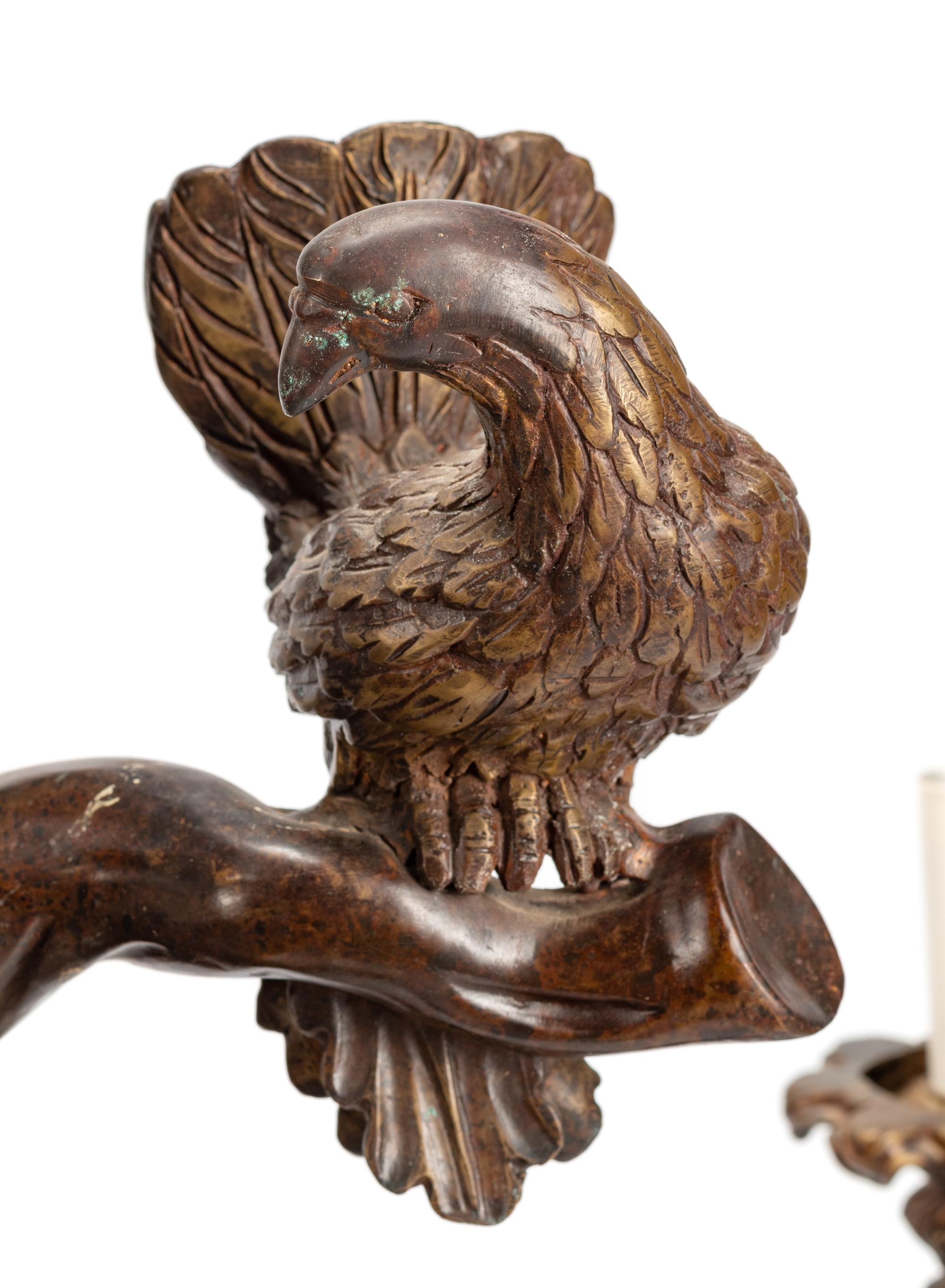 A Black Forest Style Patinated Bronze Chandelier