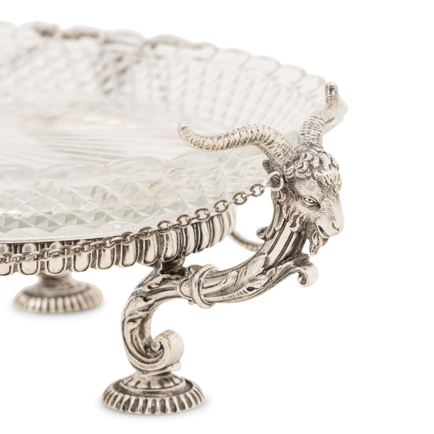 A Baccarat Silvered Bronze Mounted Molded Glass Centerpiece Bowl