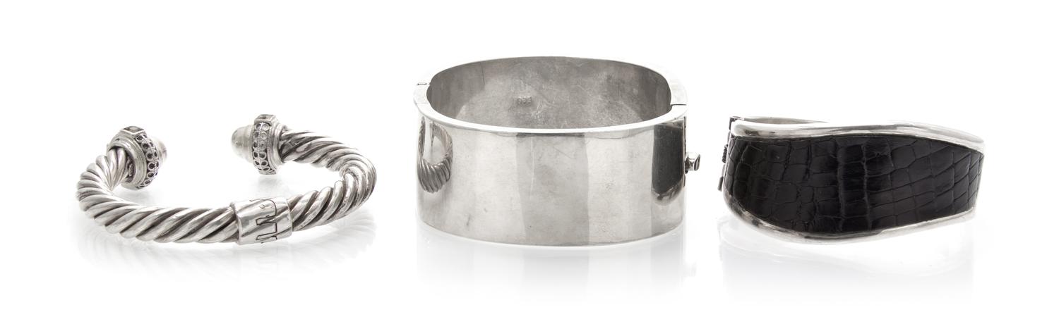 A Collection of Sterling Silver Bangle Bracelets, 147.00 dwts.