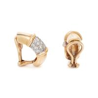 BICOLOR GOLD AND DIAMOND HALF HOOP EARCLIPS