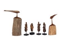 A Group of Six African Carved Wood Articles