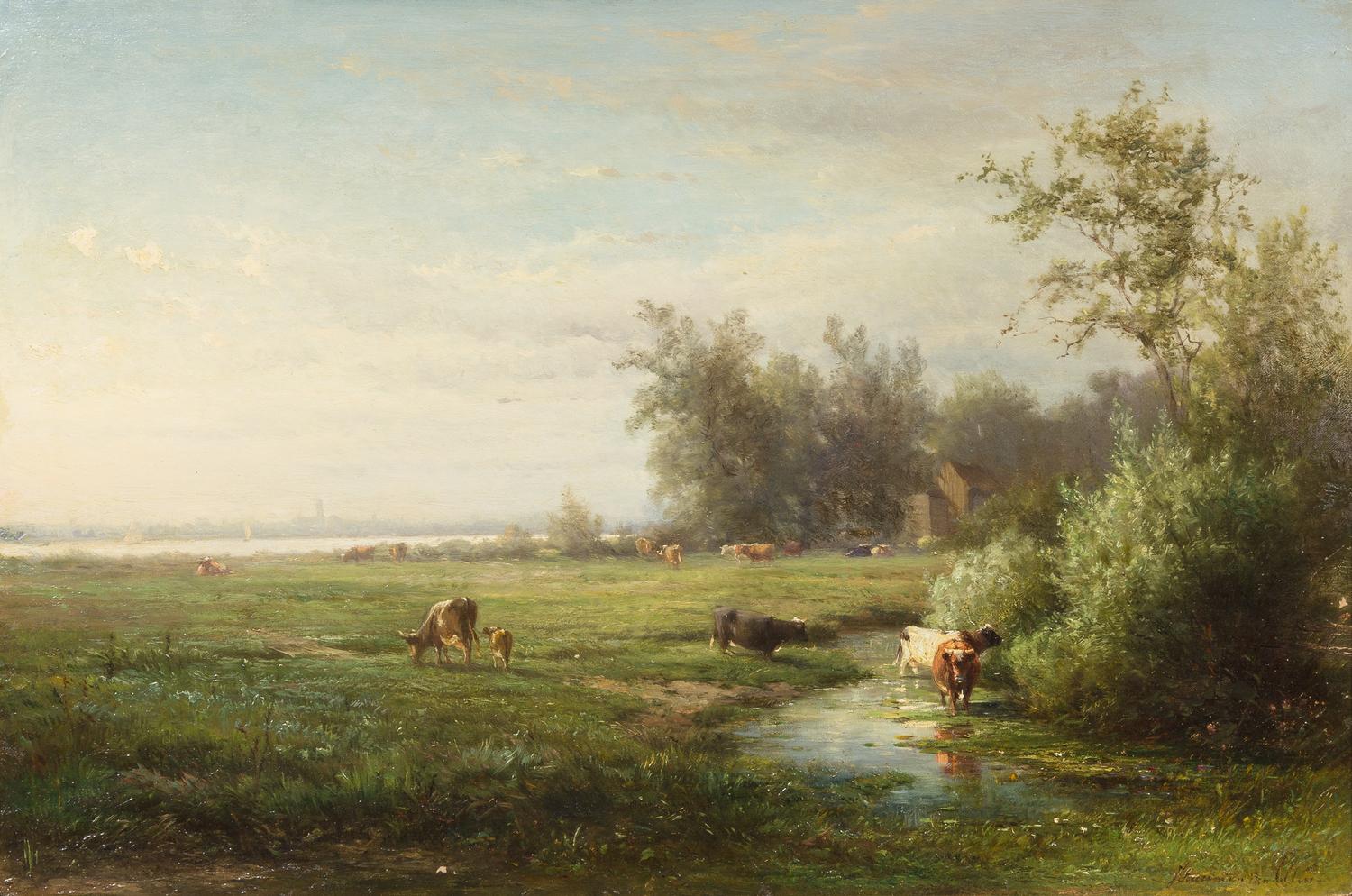 Hendrick-Dirk Kruseman Van Elten, (Dutch, 1829-1904), Landscape with Cows