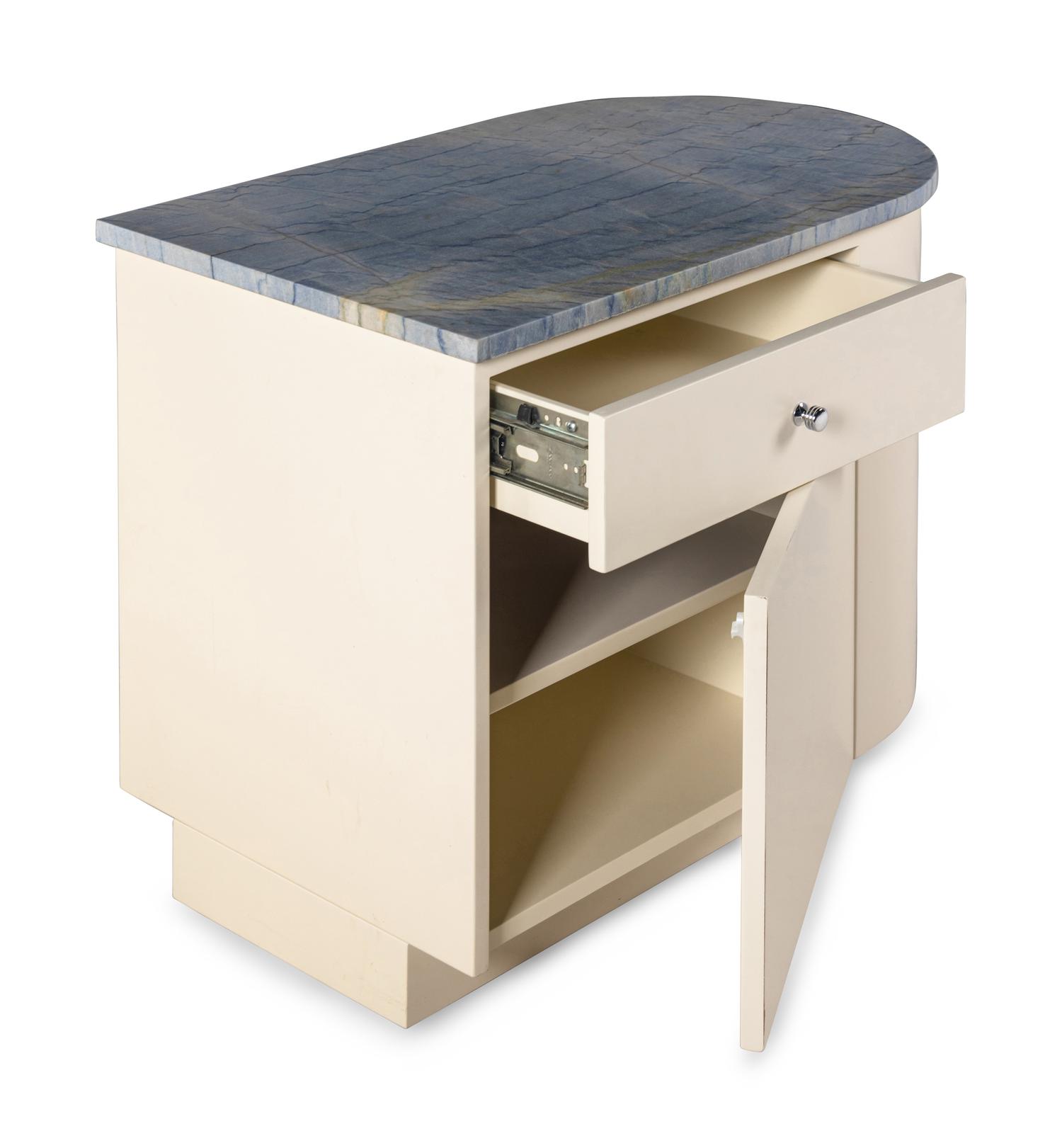 A Pair of Contemporary Marble-Top Bedside Tables