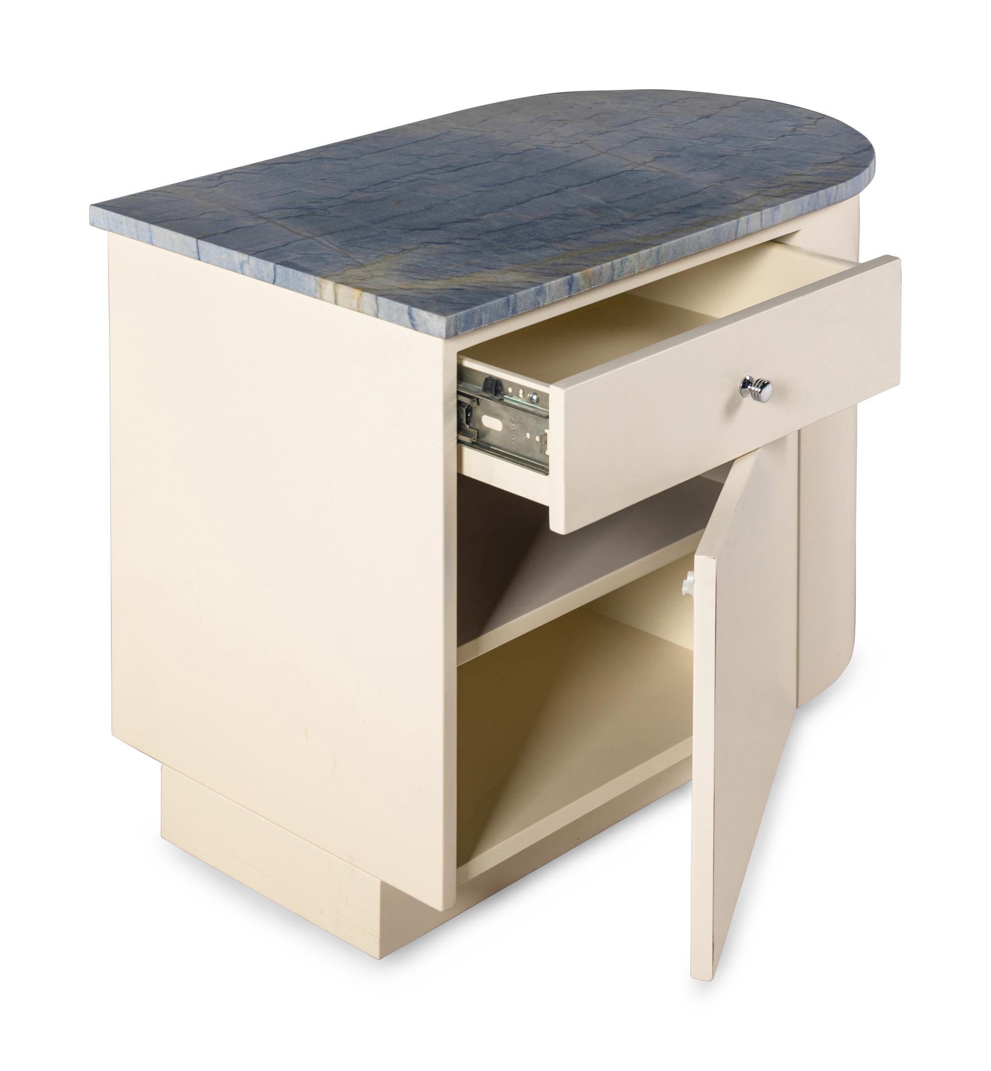 A Pair of Contemporary Marble-Top Bedside Tables