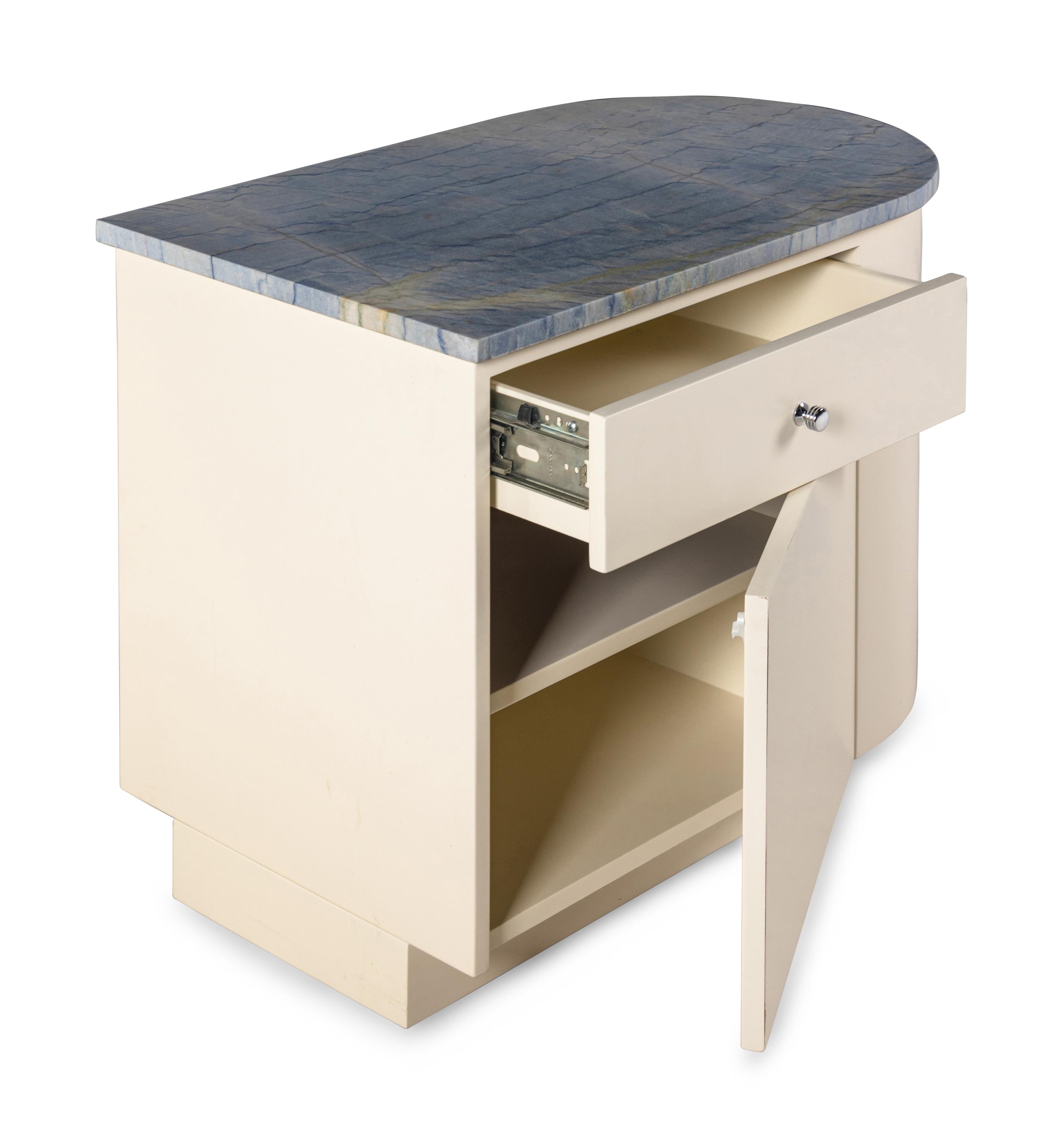 A Pair of Contemporary Marble-Top Bedside Tables