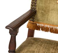 A Pair of Italian Baroque Style Armchairs with Velvet Upholstered Back and Seat