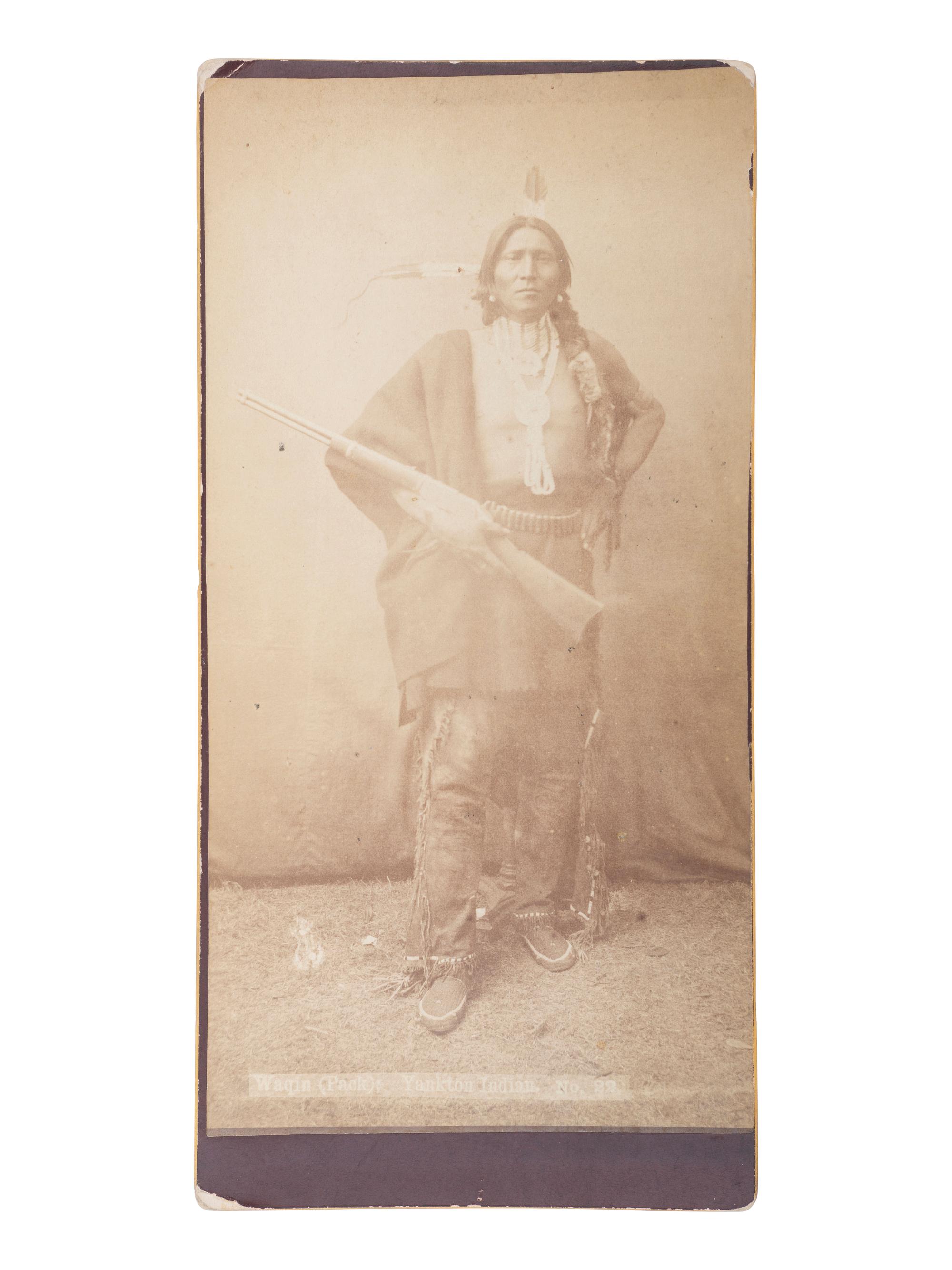 [NATIVE AMERICANS]. Photograph of an armed Yankton Indian. Niobrara, NE: W.R. Cross.