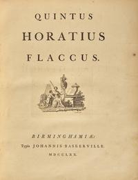HORACE. Quintus Horatius Flaccus . Birmingham: John Baskerville, 1770.